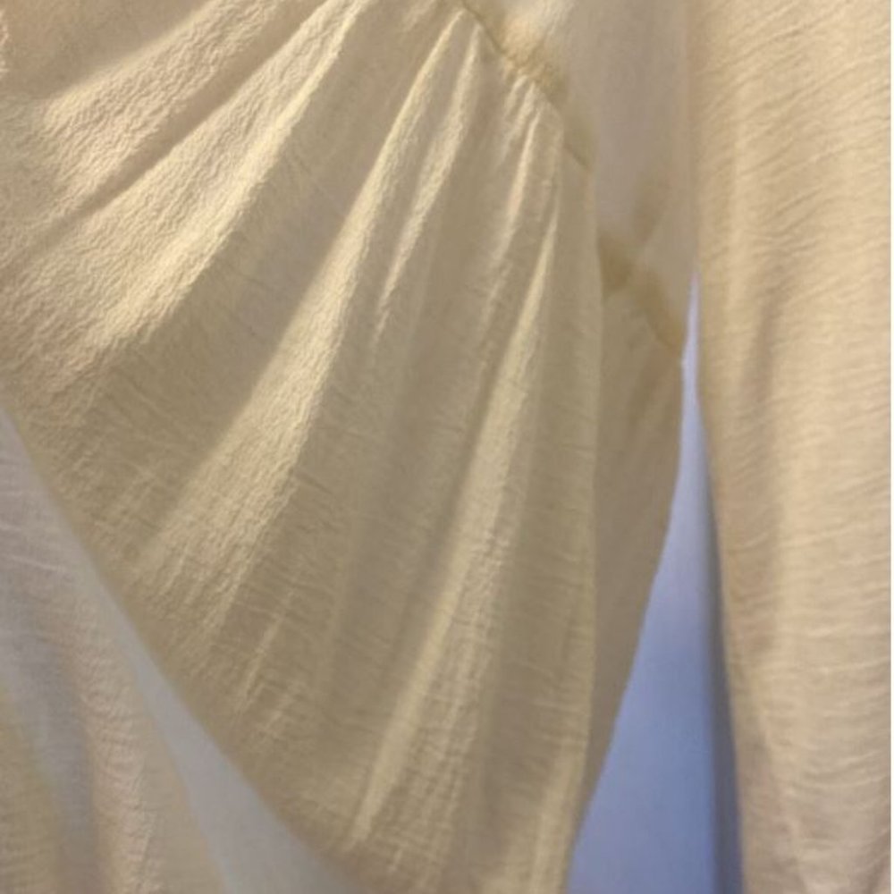 NWT $278! 7 SEVEN FOR ALL MANKIND Gardenia BUBBLE SLEEVE SHIRT TOP ~ Medium